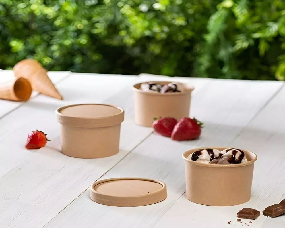 Set X50 Potes Contenedor De Alimentos Pote Kraft C/tapa 12oz-4
