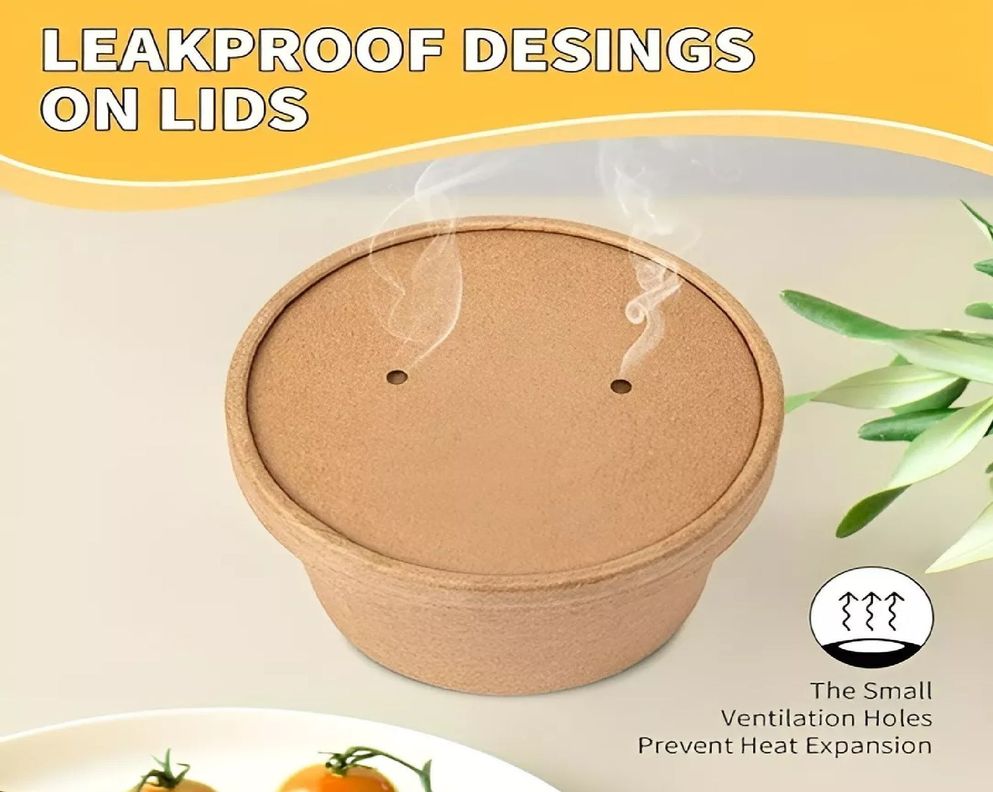 Set X50 Potes Contenedor De Alimentos Pote Kraft C/tapa 12oz-6
