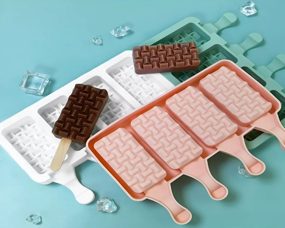 X2 Moldes De Silicona Reposteria Molde Helados Trenzado 4cav-6