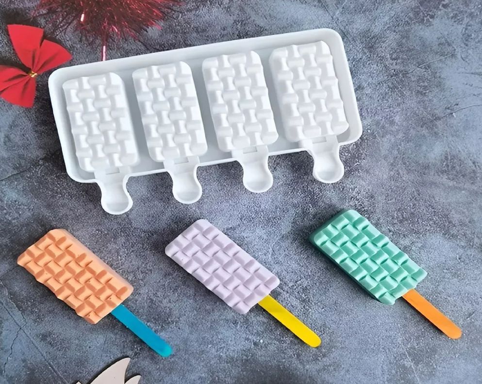 X2 Moldes De Silicona Reposteria Molde Helados Trenzado 4cav-7