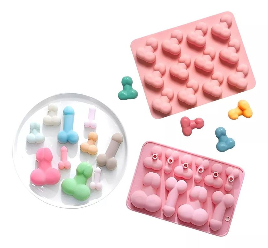 2 Moldes De Silicona Reposteria Mini Penes Molde Silicona-0