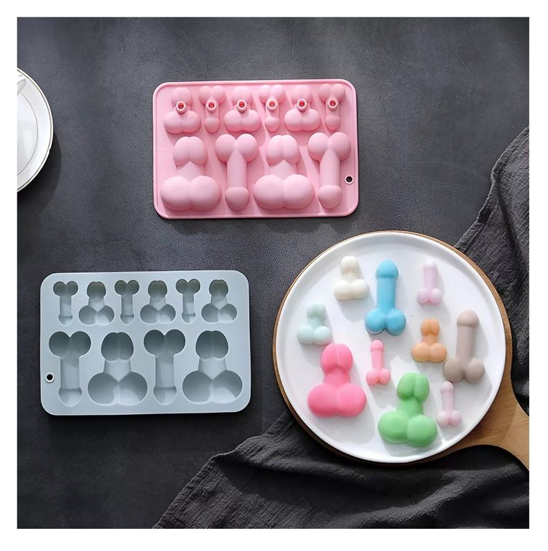 2 Moldes De Silicona Reposteria Mini Penes Molde Silicona-3