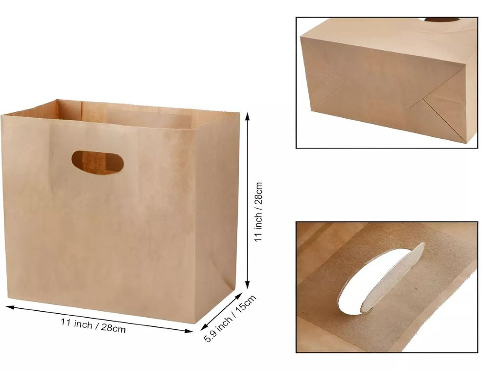 100 Bolsa Papel Bolsas Papel Kraft Bolsa Con Manilla 28x28cm-2