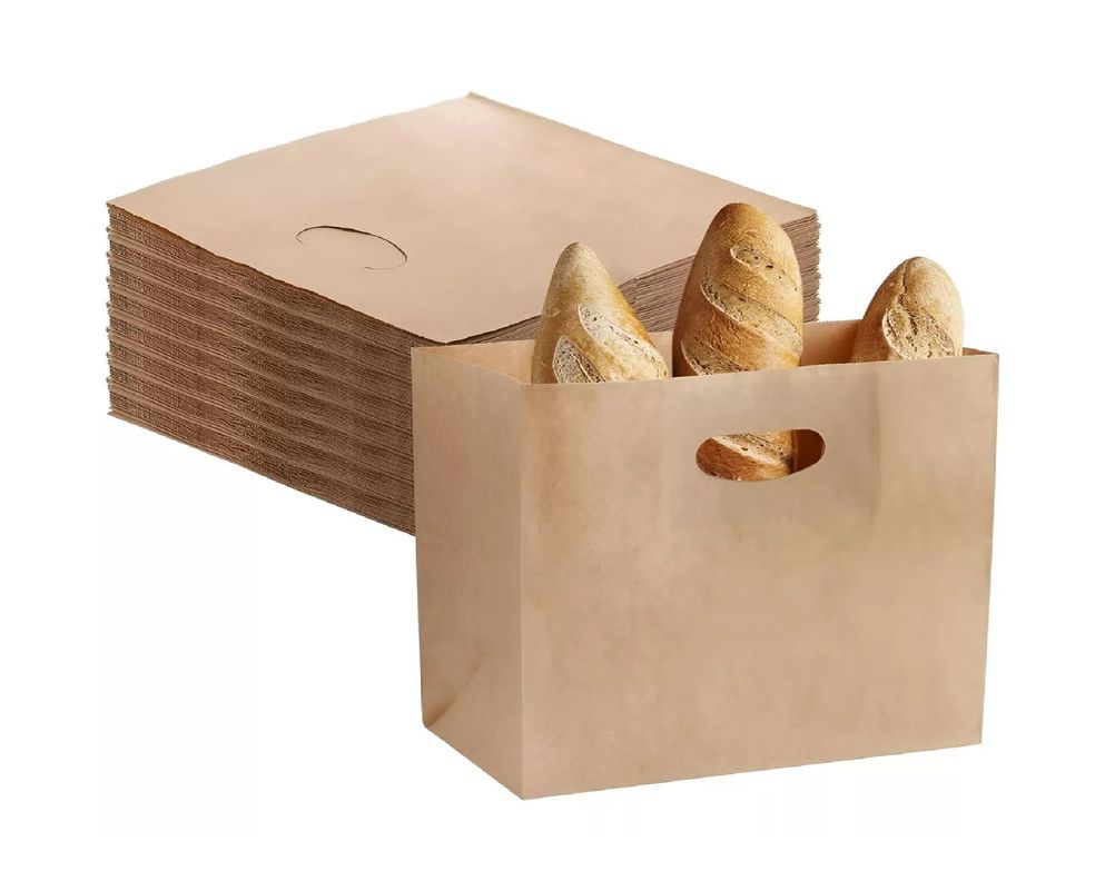 100 Bolsa Papel Bolsas Papel Kraft Bolsa Con Manilla 28x28cm-3