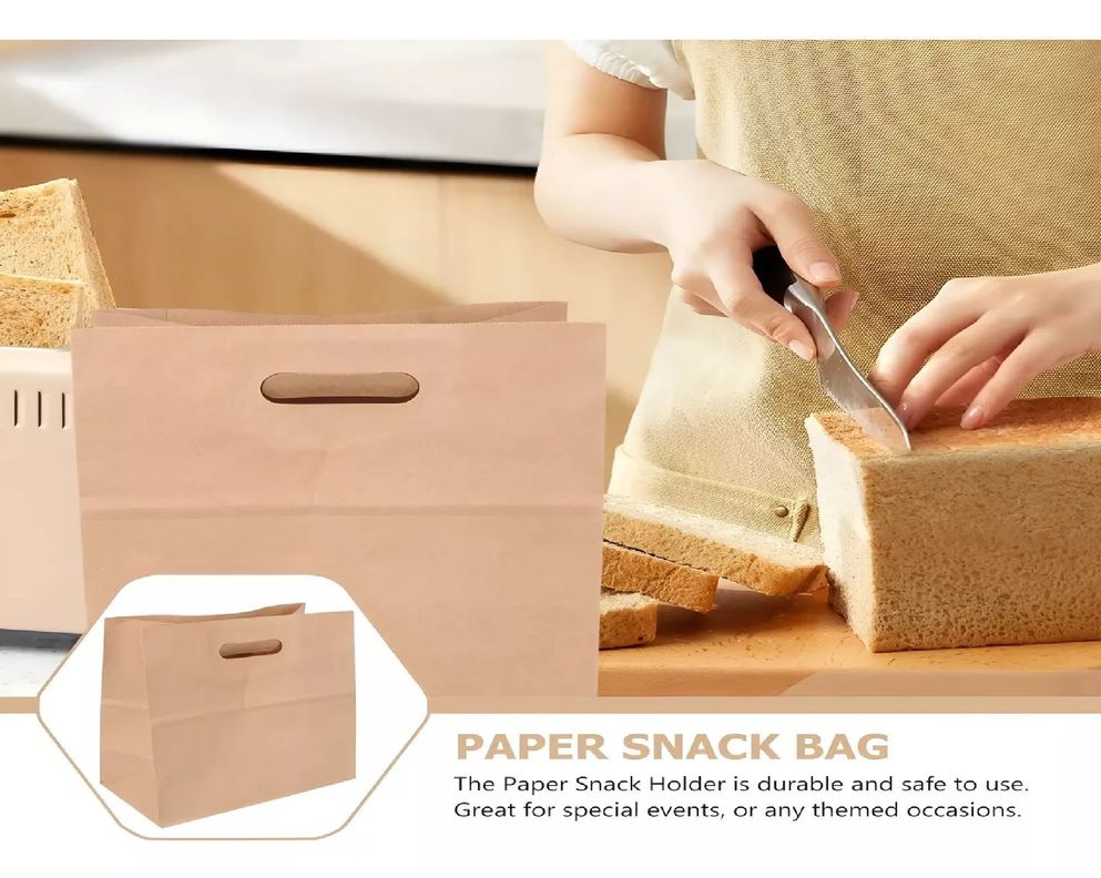 100 Bolsa Papel Bolsas Papel Kraft Bolsa Con Manilla 28x28cm-5