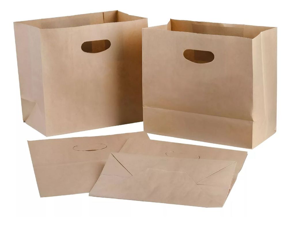 100 Bolsa Papel Bolsas Papel Kraft Bolsa Con Manilla 28x28cm-6