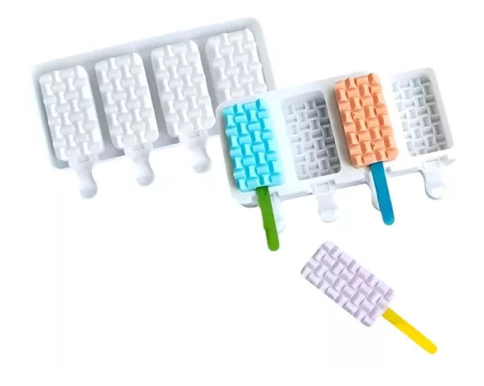 X2 Moldes De Silicona Reposteria Molde Helados Paletas 4cav-0
