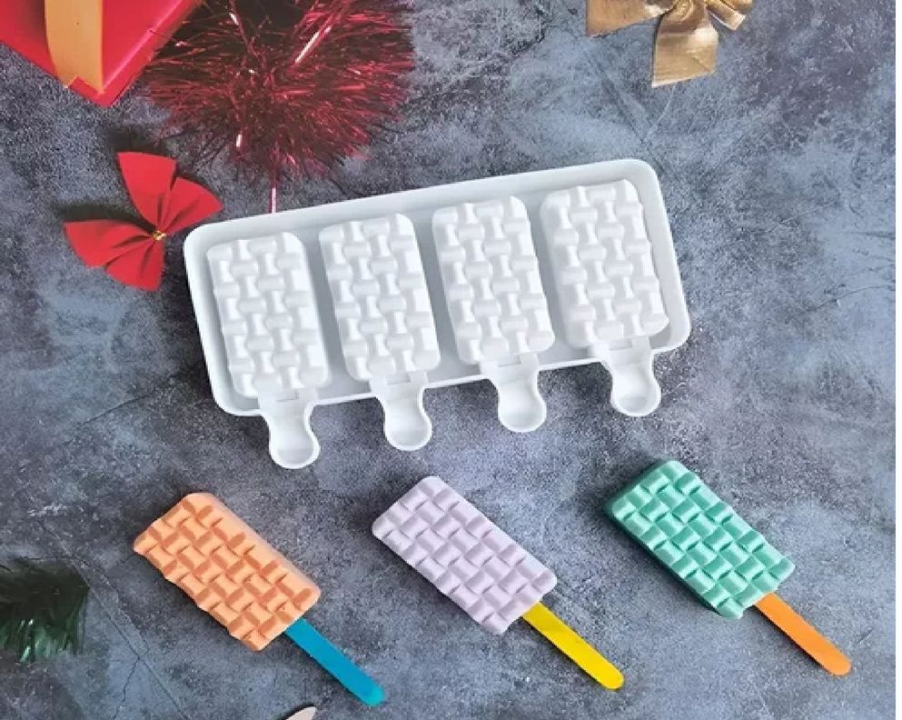 X2 Moldes De Silicona Reposteria Molde Helados Paletas 4cav-5