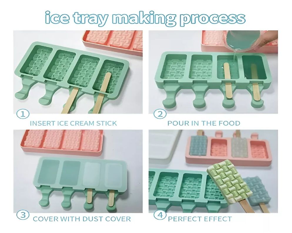 X2 Moldes De Silicona Reposteria Molde Helados Paletas 4cav-6