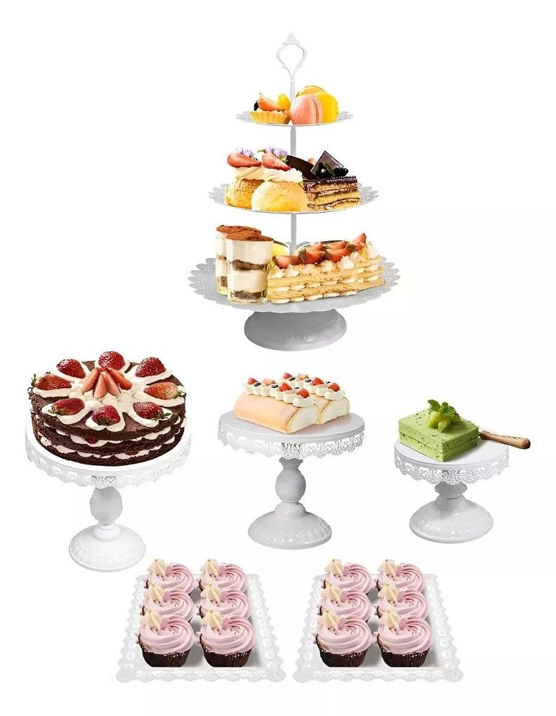 Set 6 Bases Para Tortas Porta Cupcakes Alzadores Candy Bar-0