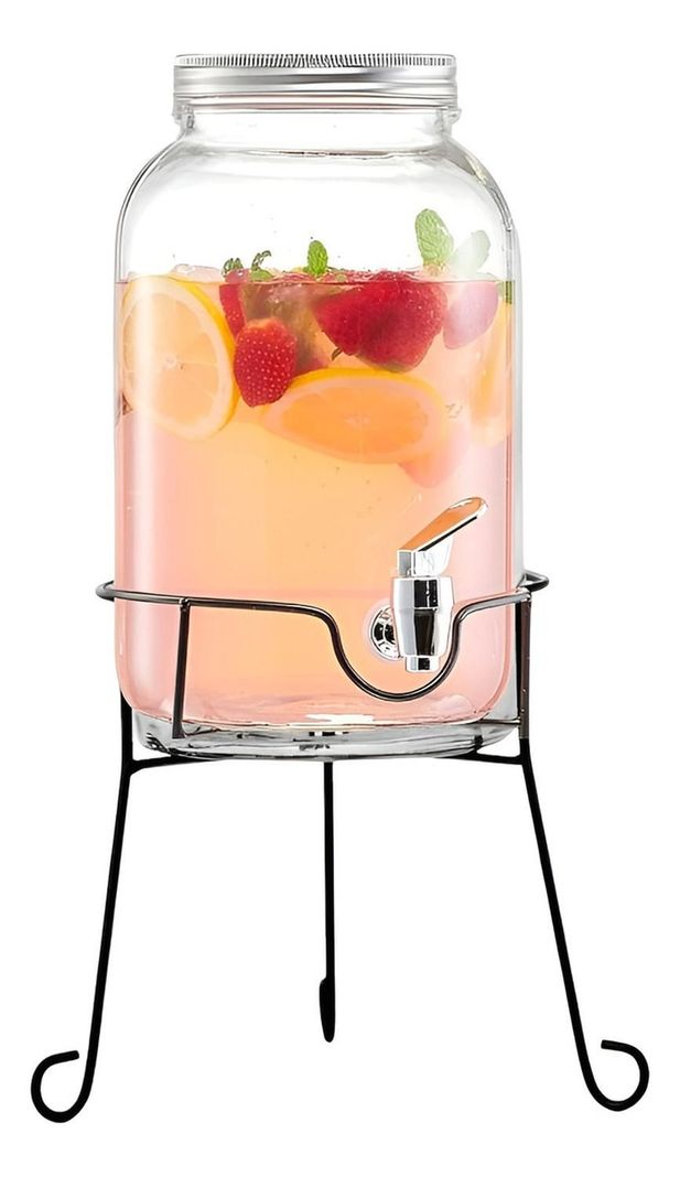 Jarro De Vidrio Dispensador De Bebidas Con Atril Jarros 4l