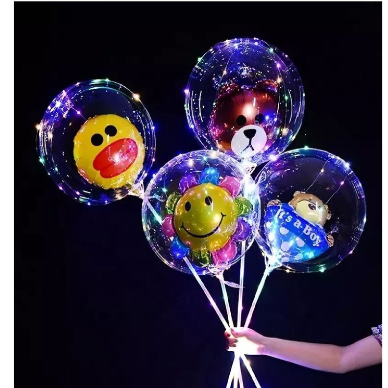 Pack X10 Globos Led Globo Burbuja Decoración Fiesta 24cm-3
