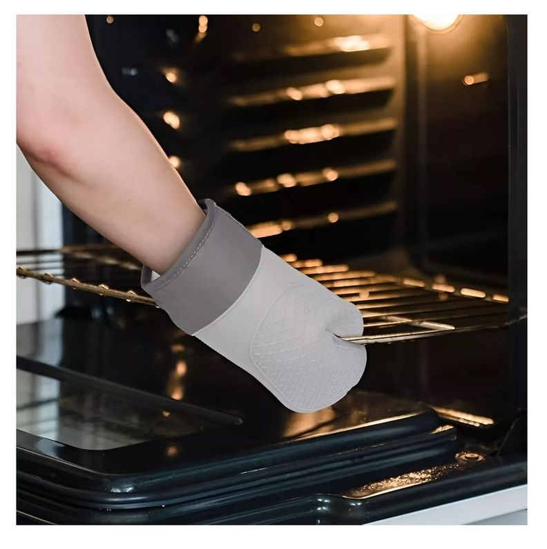 Guante Silicona Para Horno Toma Olla Guantes Cocina 27 Cm Gris-1