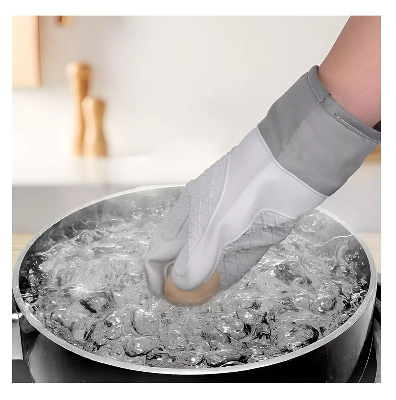 Guante Silicona Para Horno Toma Olla Guantes Cocina 27 Cm Gris-2