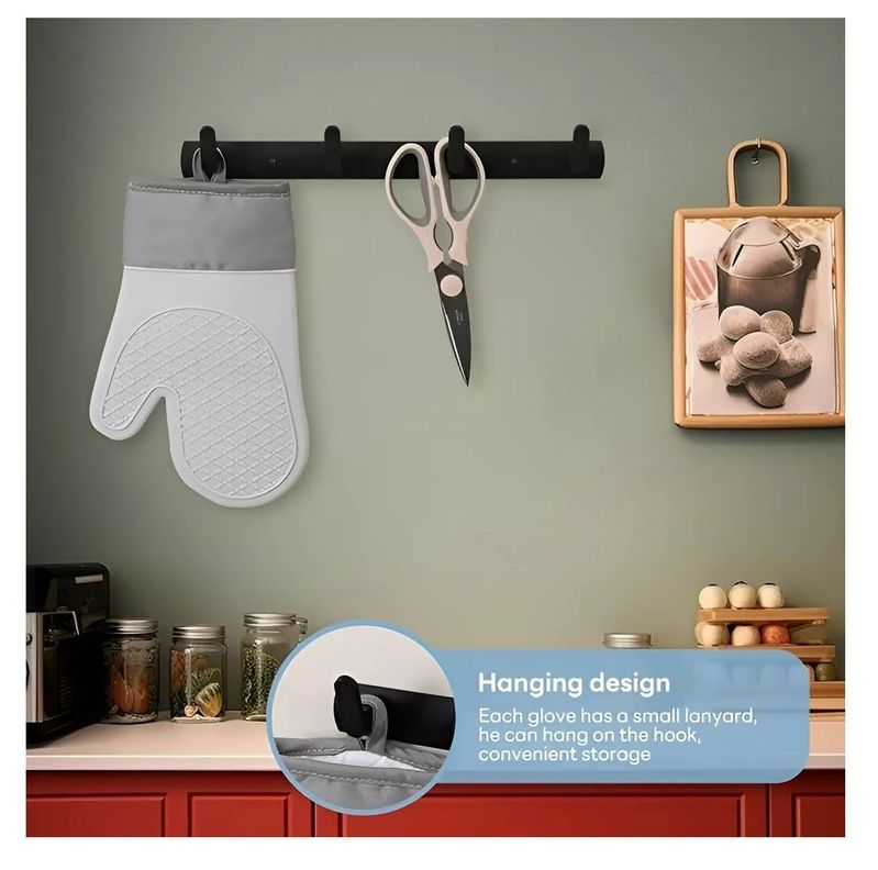 Guante Silicona Para Horno Toma Olla Guantes Cocina 27 Cm Gris-4