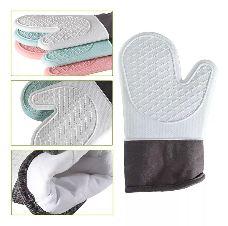 Guante Silicona Para Horno Toma Olla Guantes Cocina 27 Cm Gris-6