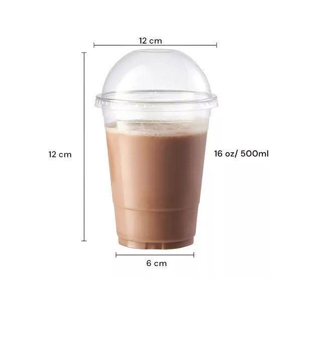 100 Vaso Desechable Vaso Plastico Con Tapa Domo Con Hoyo 16z-1
