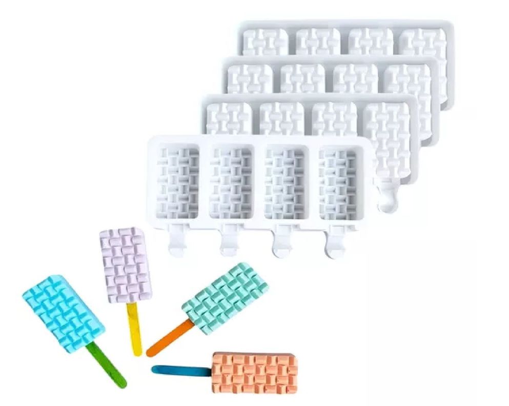 Set X4 Moldes De Silicona Reposteria Molde Helados Trenzado-0