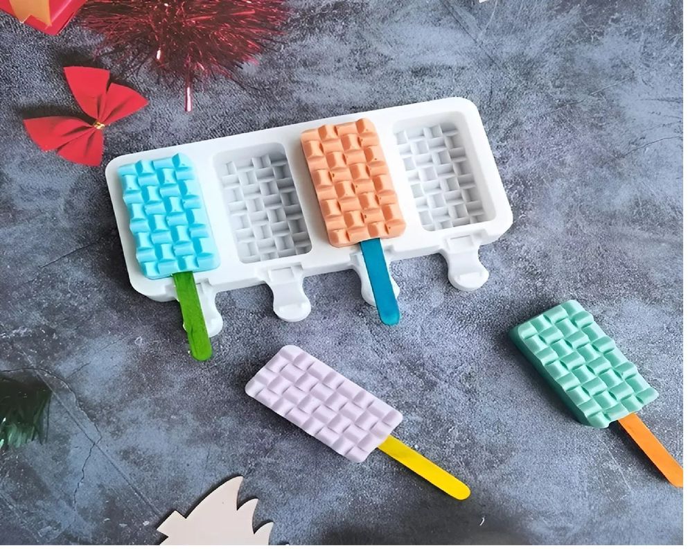 Set X4 Moldes De Silicona Reposteria Molde Helados Trenzado-5