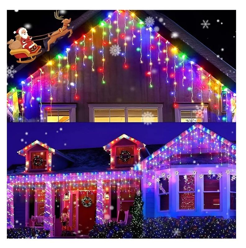 500 Luces Led Navidad Cortina De Luces Cascada Luces 12mts-0