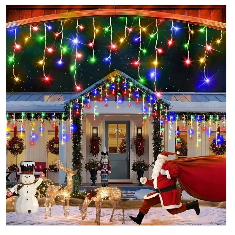 500 Luces Led Navidad Cortina De Luces Cascada Luces 12mts-3