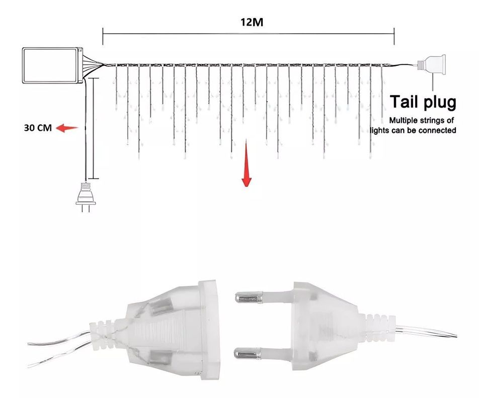 500 Luces Led Navidad Cortina De Luces Cascada Luces 12mts-4