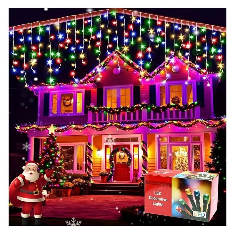 500 Luces Led Navidad Cortina De Luces Cascada Luces 12mts-5