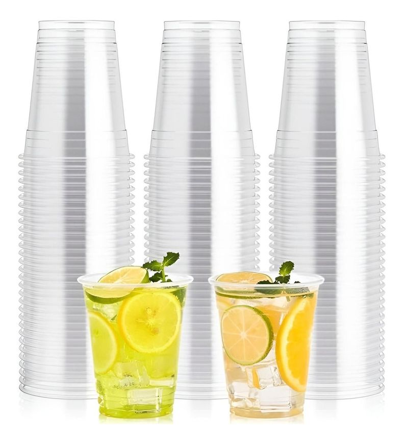 100 Vasos Desechables Plasticos Vaso Para Bebidas 13oz 400ml Trasparente Blanco