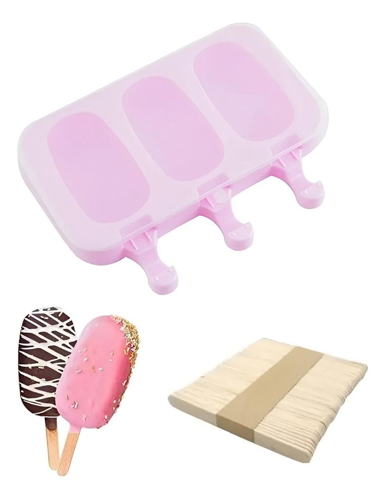 [MULT-110139] Moldes De Silicona Para Helados Molde Paletas Helado 3 Cavid Multicolor Surtido [ 999 ]