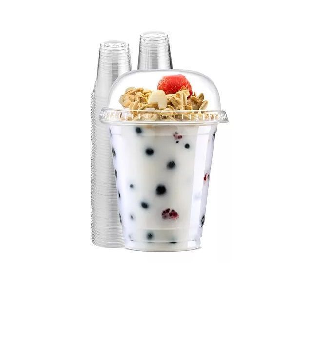 50 Vaso Desechable Plastico Vasos Tapa Domo Con Hoyo 12oz-1
