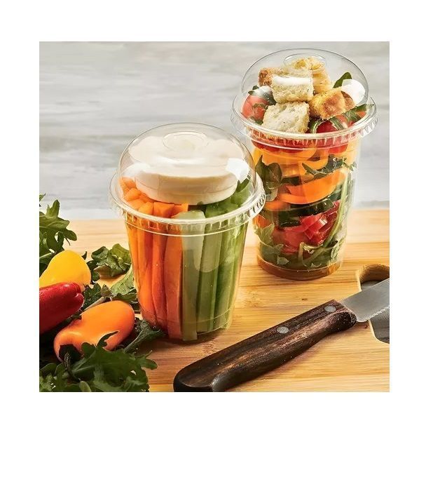 50 Vaso Desechable Plastico Vasos Tapa Domo Con Hoyo 12oz-6