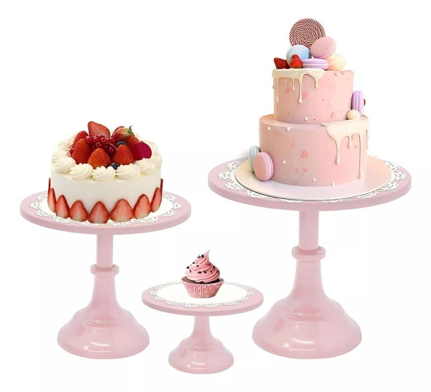 Set 3 Porta Tortas Base Para Tortas Porta Cupcake Exhibicion-0