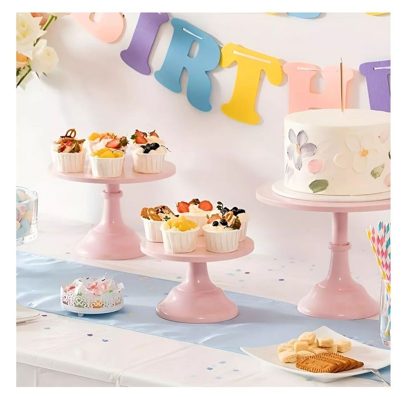 Set 3 Porta Tortas Base Para Tortas Porta Cupcake Exhibicion-1