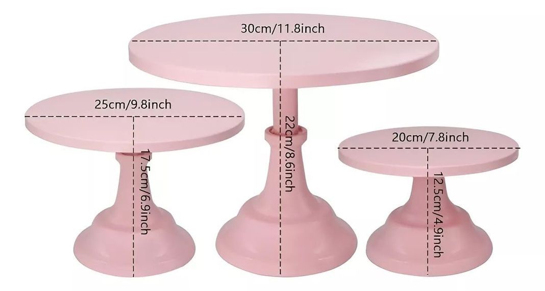 Set 3 Porta Tortas Base Para Tortas Porta Cupcake Exhibicion-4