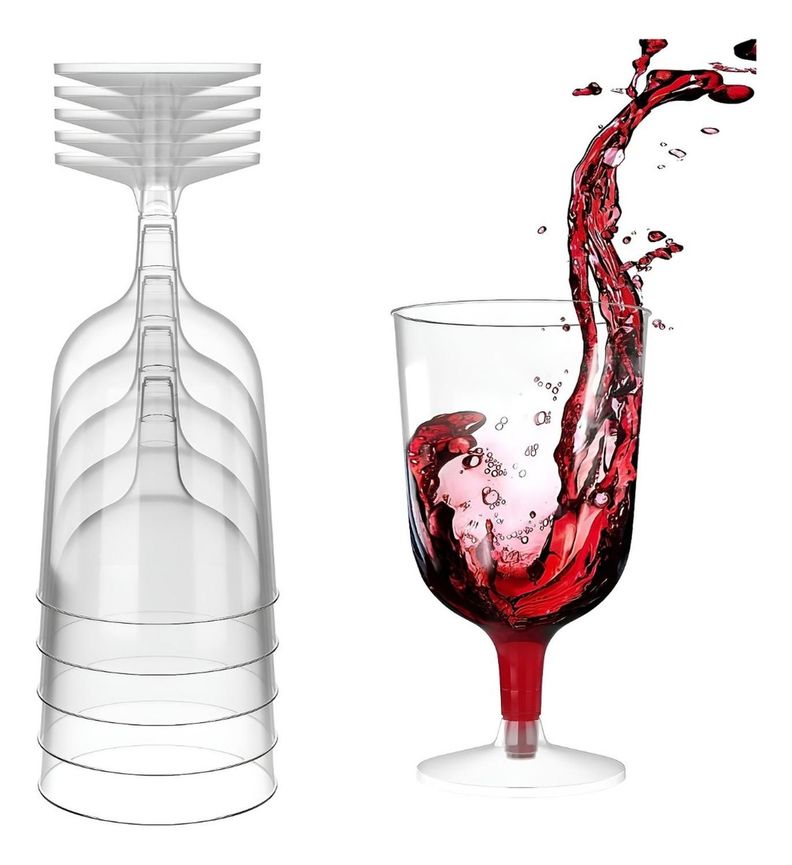 Set 10 Copas De Vino Copa Acrilico Transparente 6oz/177ml Blanco