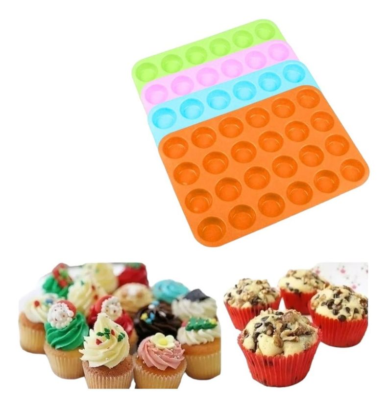 Pack X2 Molde Cupcakes 24 Cupcakes Molde Silicona Reposteria Multicolor Surtido [ 999 ]
