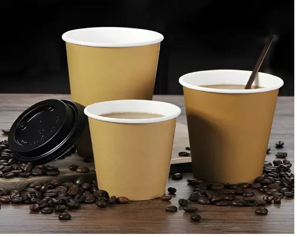 50 Vaso Kraft Vasos Para Cafe Vaso Papel Kraft C/tapa 12oz-1