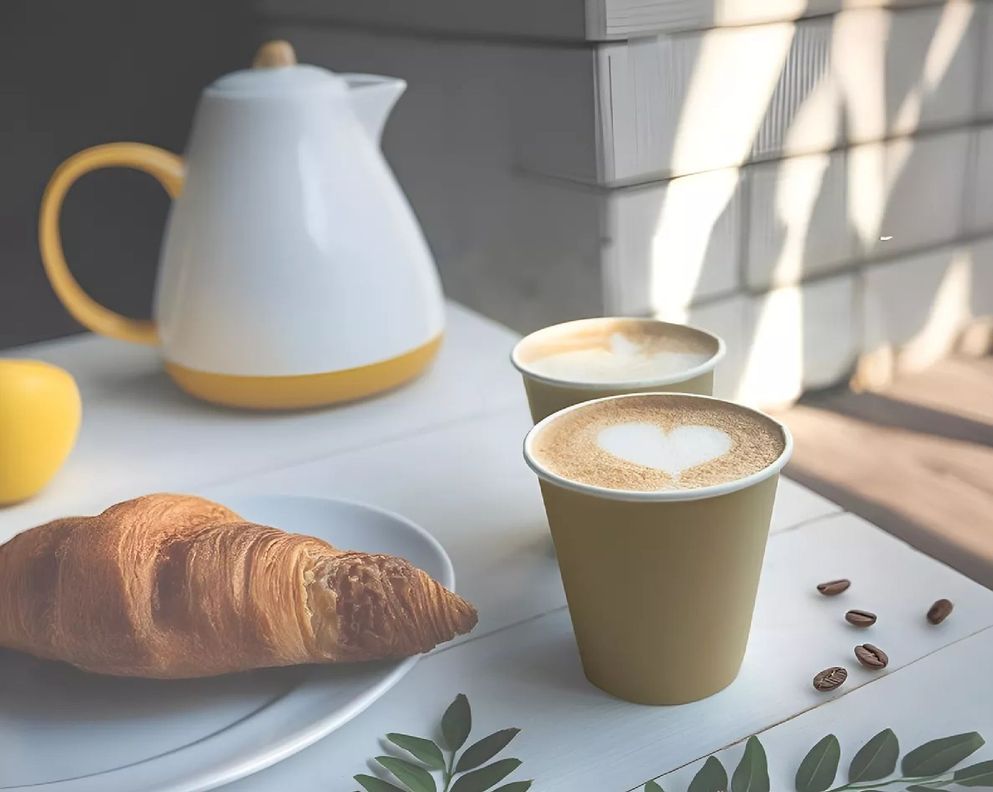 50 Vaso Kraft Vasos Para Cafe Vaso Papel Kraft C/tapa 12oz-5