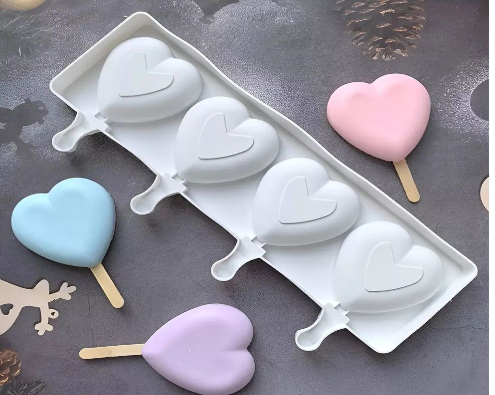 4 Molde De Silicona Para Helado Helados de Corazon-4