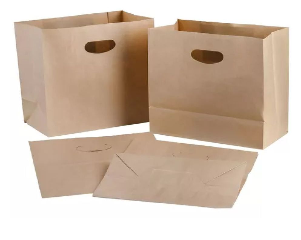 25 Bolsas Papel Bolsas Papel Kraft Bolsa Con Manilla 35x32cm-0