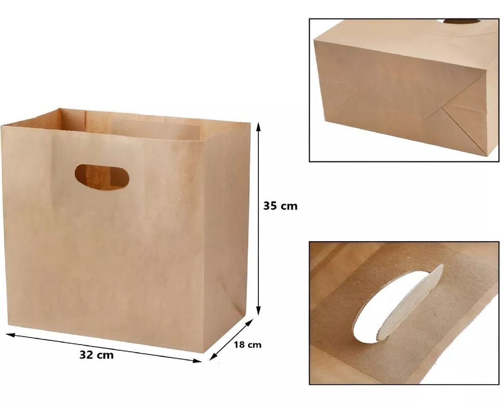 25 Bolsas Papel Bolsas Papel Kraft Bolsa Con Manilla 35x32cm-2