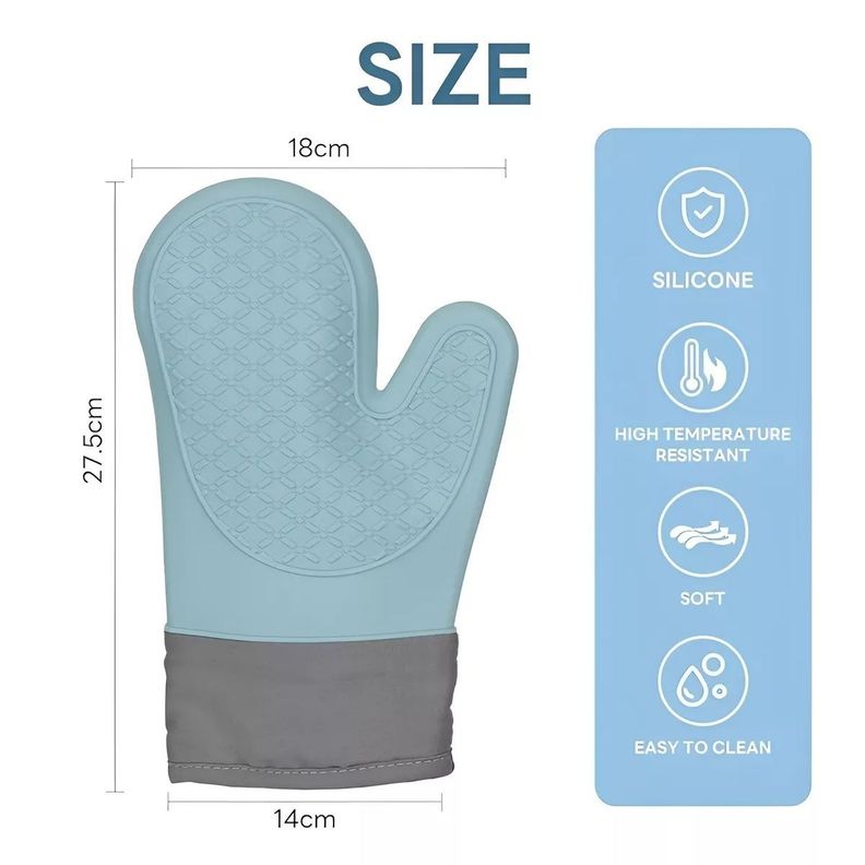 Pack X2 Guantes Silicona Para Horno Toma Olla Guante Cocina 27 Cm-2