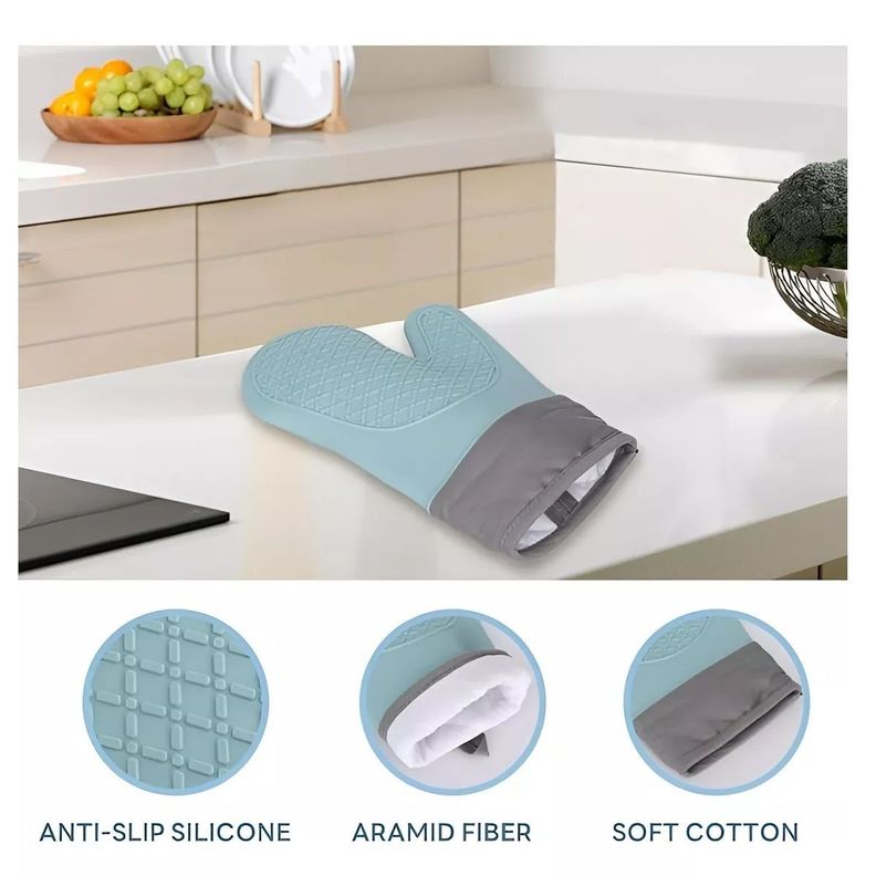 Pack X2 Guantes Silicona Para Horno Toma Olla Guante Cocina 27 Cm-3
