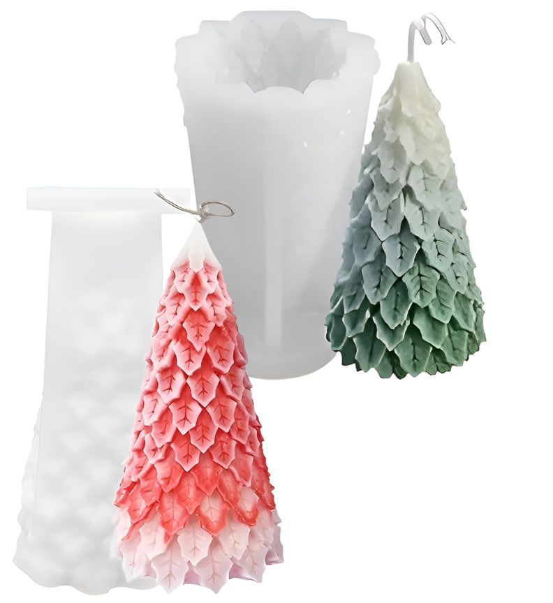 Pack 2 Moldes Resina Molde Velas Molde Resina Arbol Navidad-0