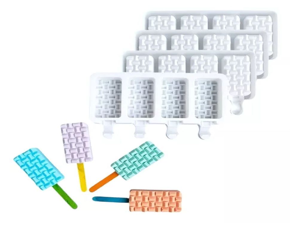 Set X4 Moldes De Silicona Reposteria Molde Helados Paleta 4c-0