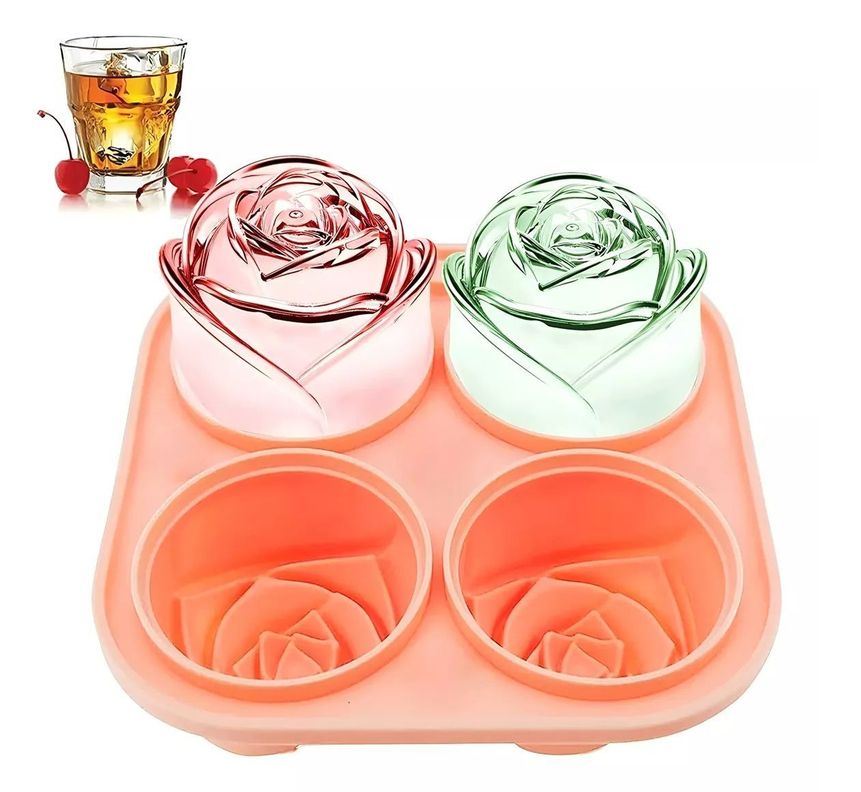 Cubetas De Hielo Con Tapa Cubeta Hielo Silicona Rosas 3d-0