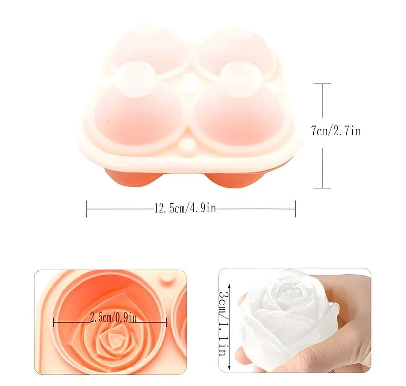 Cubetas De Hielo Con Tapa Cubeta Hielo Silicona Rosas 3d-2