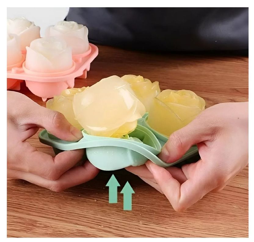 Cubetas De Hielo Con Tapa Cubeta Hielo Silicona Rosas 3d-3