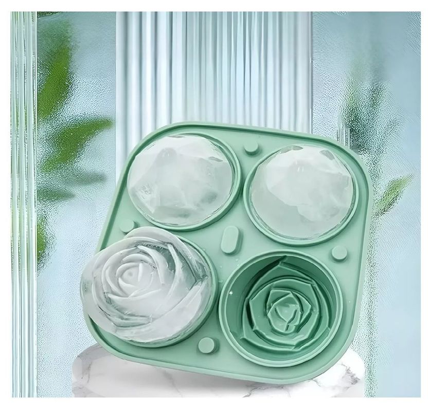 Cubetas De Hielo Con Tapa Cubeta Hielo Silicona Rosas 3d-6