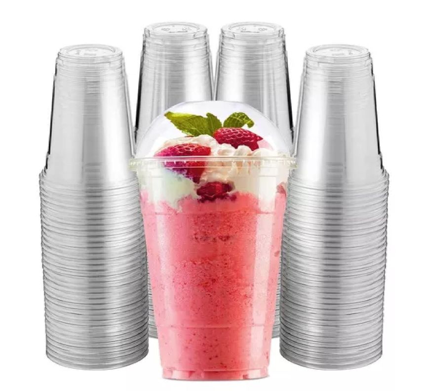 100 Vasos Plasticos Desechables Vaso Tapa Domo Con Hoyo 24oz-0